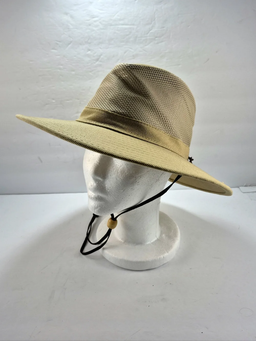 NWOT Dorfman Hat Co. Khaki Mesh Crown Safari Sun Hat Unisex Packable Travel